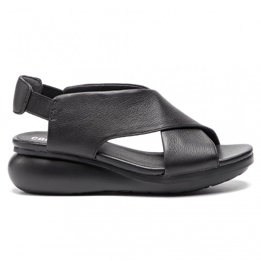 Frauen SANGIORGIO Sandalen | Camper Balloon Damen-Sandalen Aus Schwarzem Leder