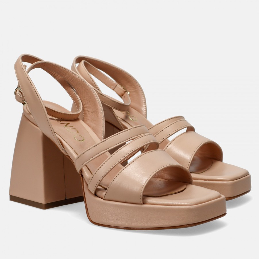 Frauen SANGIORGIO Sandalen | Brando Pixie 100 Puderbeige Plateausandale Aus Nappaleder