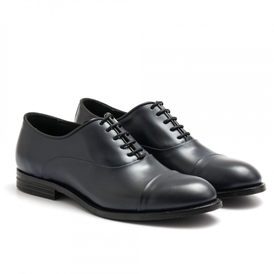 Manner SANGIORGIO Schnuren | Blaue Pawelk'S Oxford-Schuhe Aus Geburstetem Leder