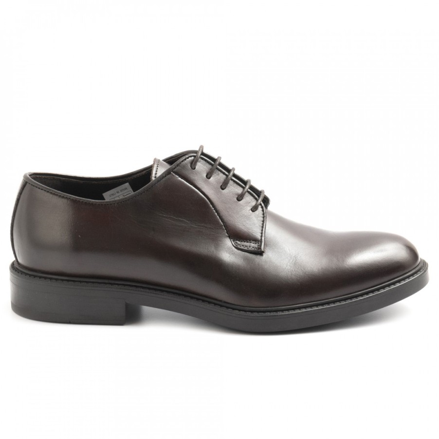 Manner SANGIORGIO Schnuren | Sangiorgio Derby-Schuhe Fur Herren Aus Braunem, Geburstetem Leder