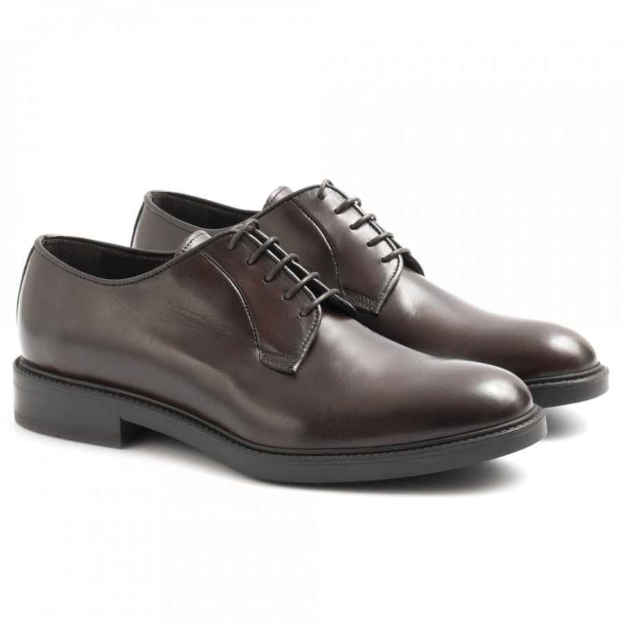 Manner SANGIORGIO Schnuren | Sangiorgio Derby-Schuhe Fur Herren Aus Braunem, Geburstetem Leder