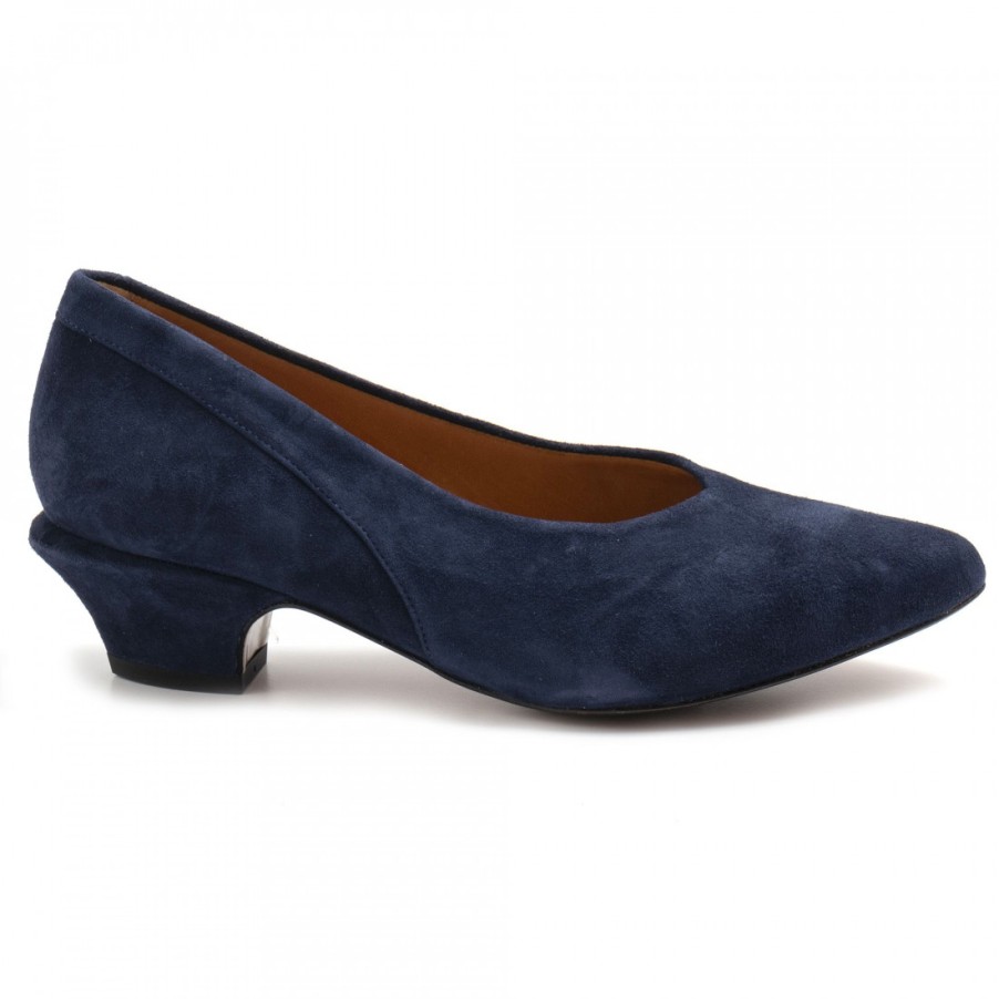 Frauen SANGIORGIO Pumps | Audley-Pumps Mit Niedrigem Absatz Aus Blauem, Weichem Wildleder