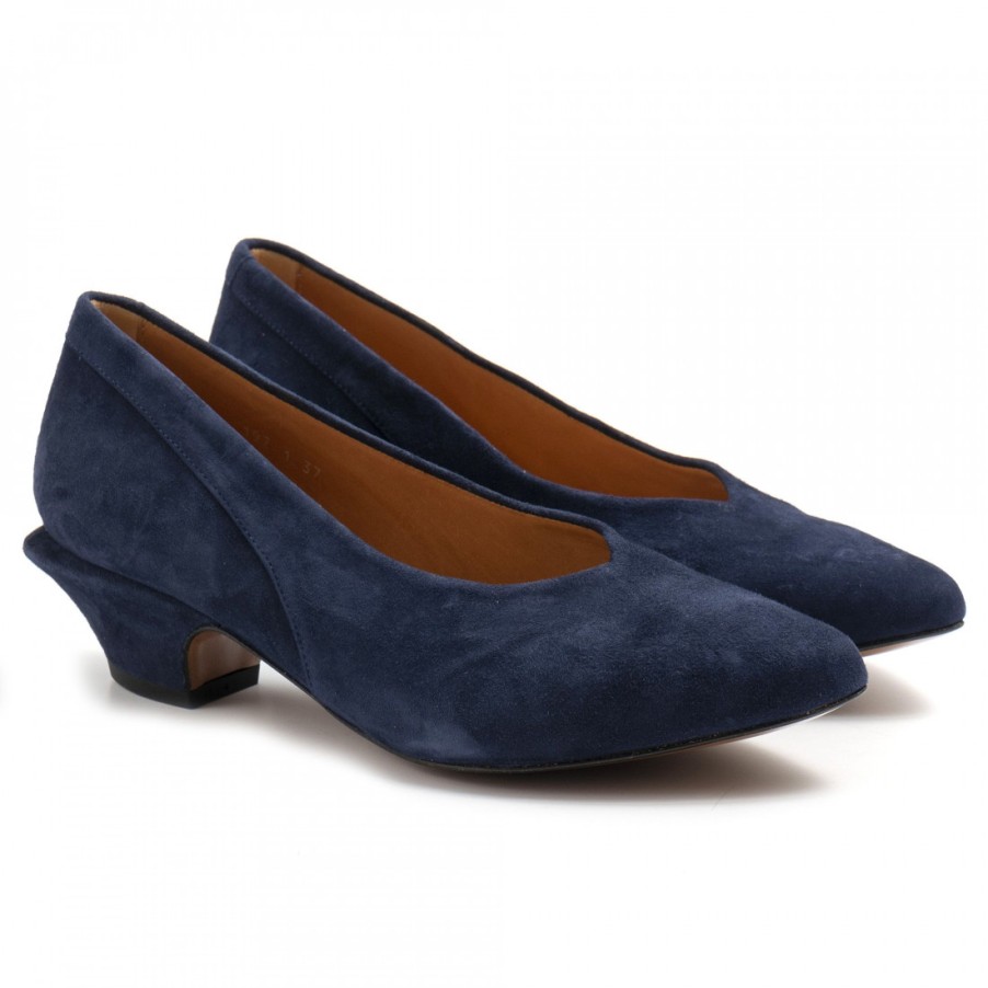 Frauen SANGIORGIO Pumps | Audley-Pumps Mit Niedrigem Absatz Aus Blauem, Weichem Wildleder