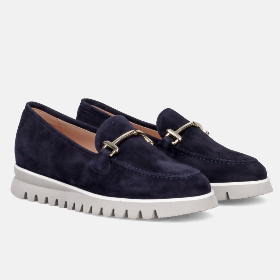 Frauen SANGIORGIO Slipper | Luca Grossi Damen-Loafer Aus Blauem Wildleder