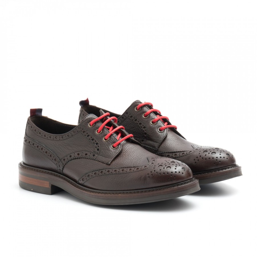 Manner SANGIORGIO Schnuren | Dunkelbrauner Leder-Derby-Brogue Von Marco Ferretti