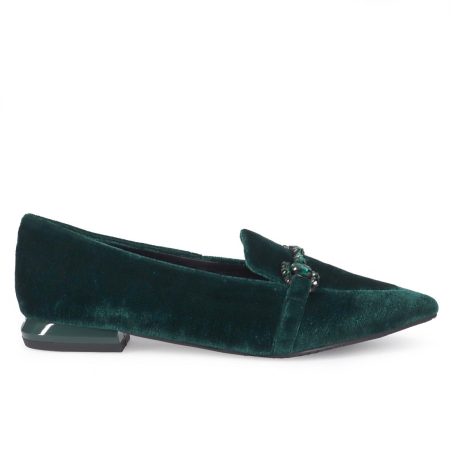 Frauen SANGIORGIO Slipper | Tosca Blu Studio Cameron Spitzer Loafer Aus Grunem Samt