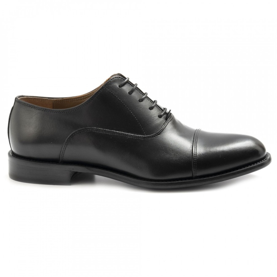 Manner SANGIORGIO Schnuren | Herren Sangiorgio Oxford-Schuhe Aus Schwarzem Leder