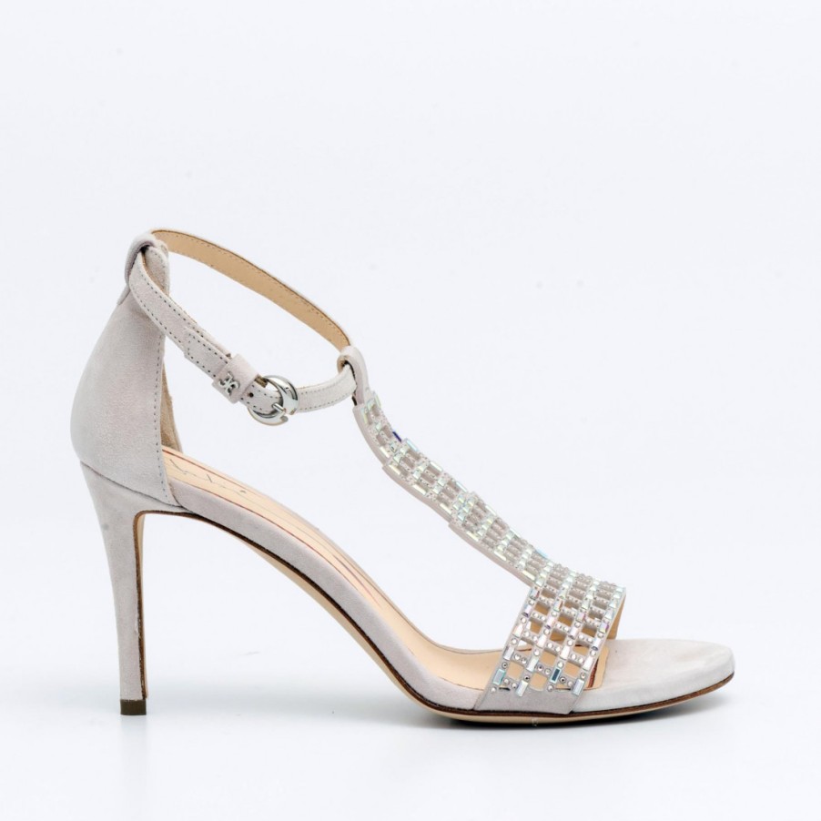 Frauen SANGIORGIO Sandalen | Fabi High Heels Elegante Beige Sandalen Mit Strassapplikationen