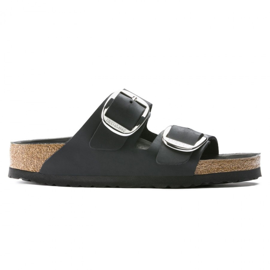 Frauen SANGIORGIO Sandalen | Birkenstock Arizona Big Buckle Damensandale Aus Schwarzem Leder