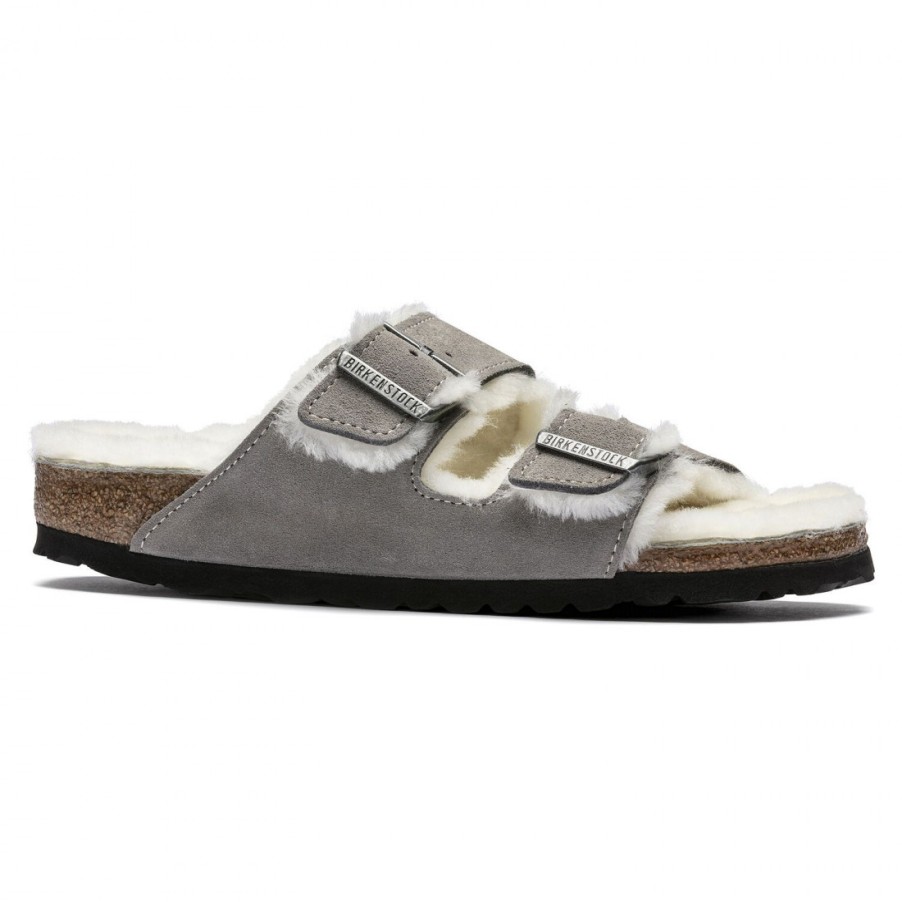 Frauen SANGIORGIO Sandalen | Birkenstock Arizona Shearling Stone Damen Sandalen