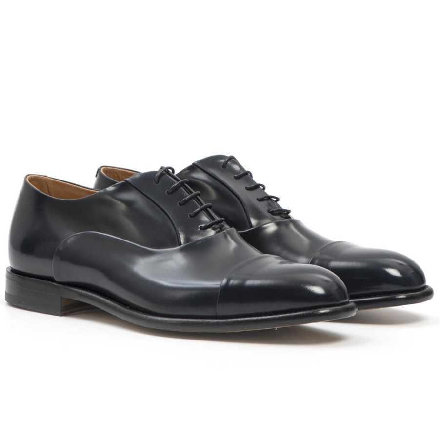 Manner SANGIORGIO Schnuren | Fabi Fred Oxford-Schuhe Aus Blauem Geburstetem Leder