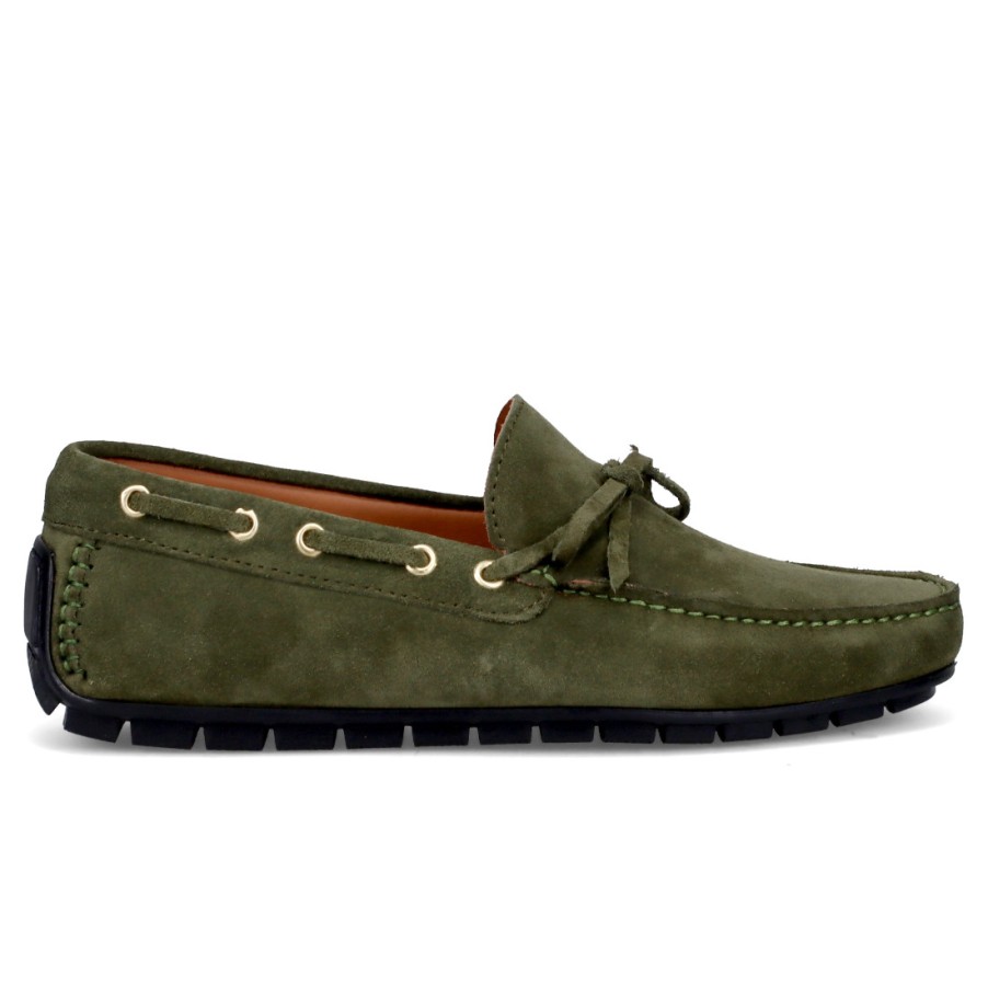 Manner SANGIORGIO Slipper | Sangiorgio Herren-Mokassin Aus Grunem, Weichem Wildleder