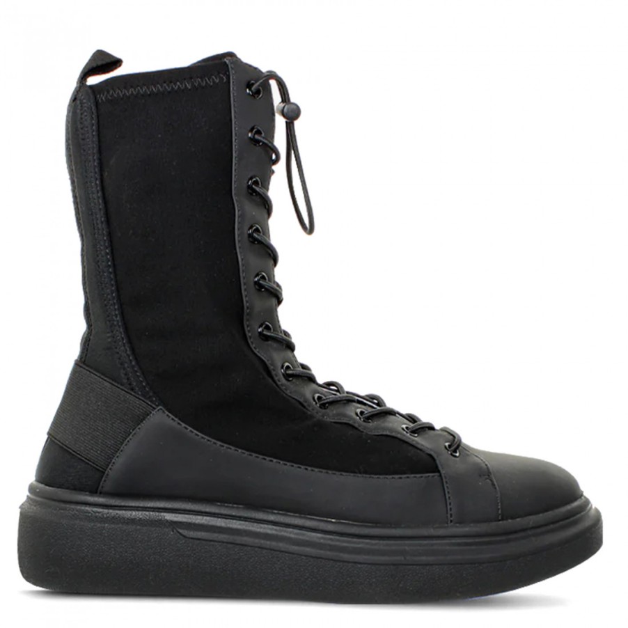 Frauen SANGIORGIO Stiefeletten | Fessura Edge Army Schwarze Damen-High-Top-Sneaker