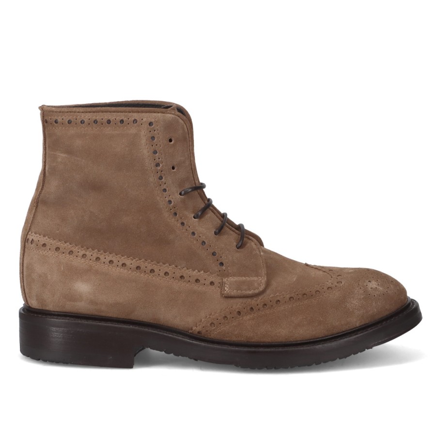 Manner SANGIORGIO Stiefeletten | Vicolo8 Herren-Schnurstiefel Aus Taubengrauem Wildleder