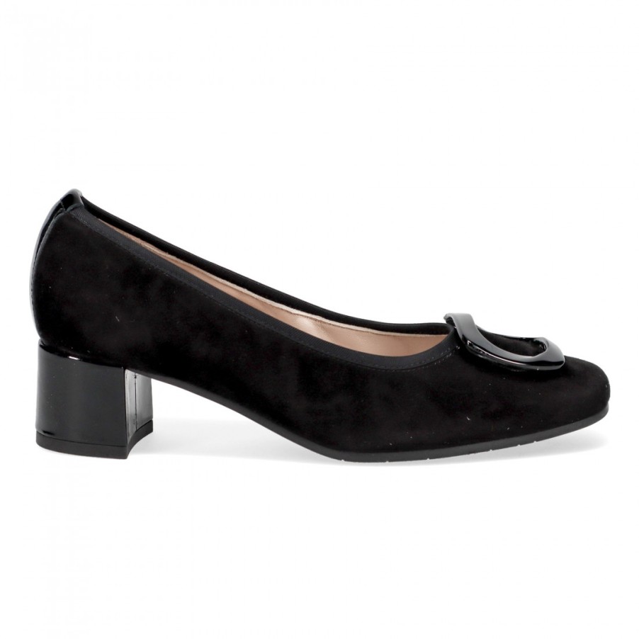 Frauen SANGIORGIO Pumps | Schwarze Wildlederpumps Von Sangiorgio Mit Bequemem Absatz