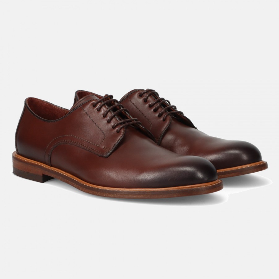 Manner SANGIORGIO Schnuren | Marco Ferretti Herren-Derby-Schuhe Aus Braunem Leder