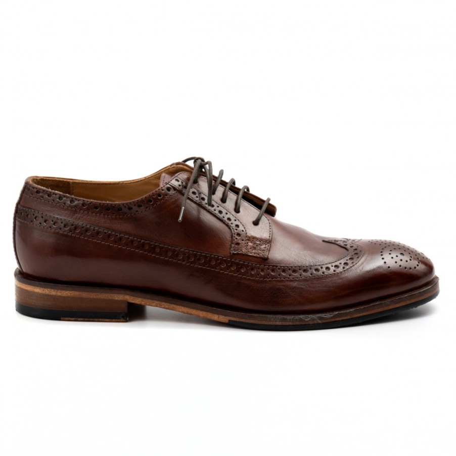 Manner SANGIORGIO Schnuren | Jp David Derby Brogue Herrenschuhe Aus Hellbraunem Leder