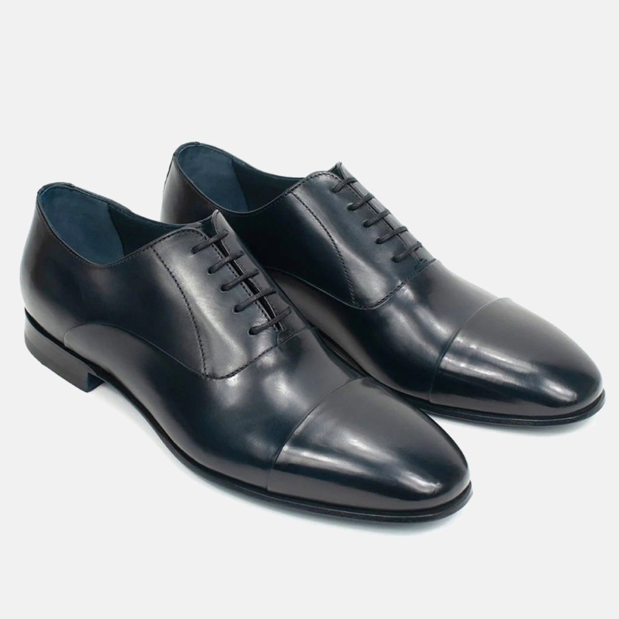 Manner SANGIORGIO Schnuren | Calpierre E065 Herren-Oxford-Schuh Aus Blauem Leder