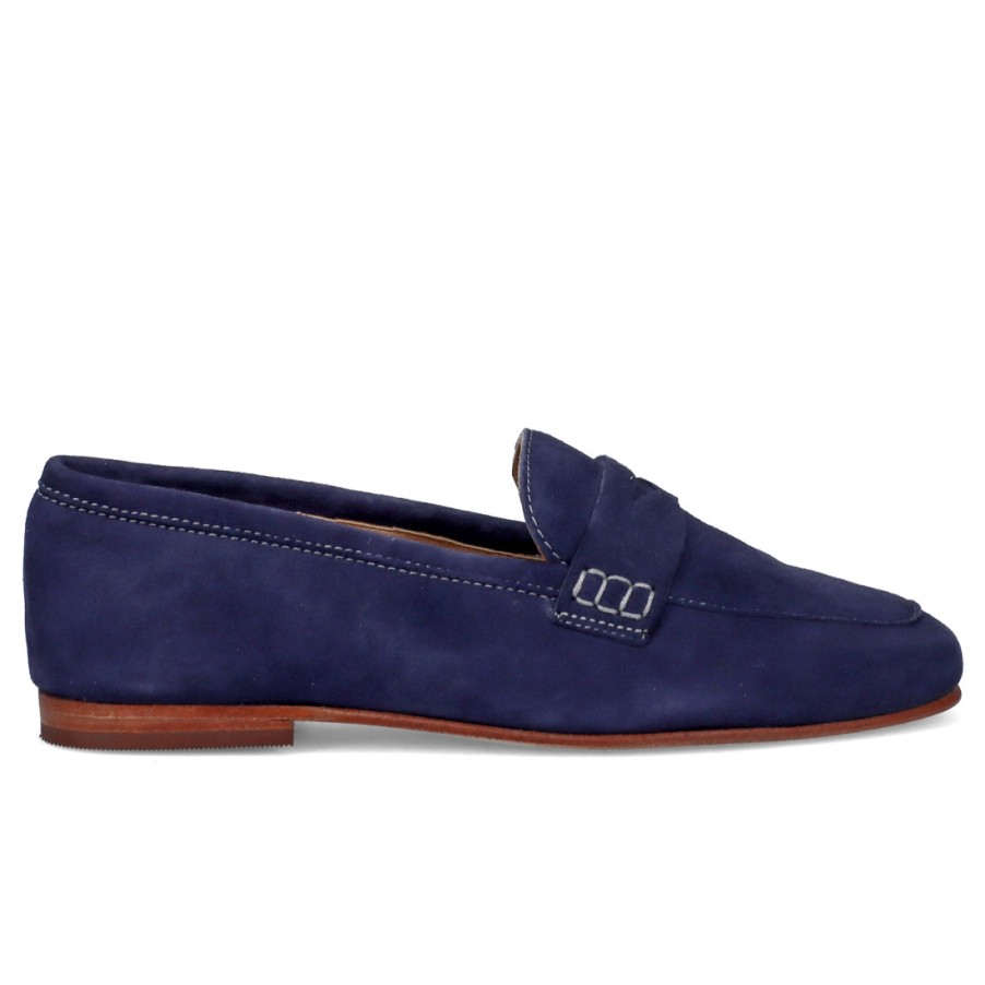 Frauen SANGIORGIO Slipper | Rebecca Malucchi Mia Marineblauer Damen-Mokassin Aus Wildleder