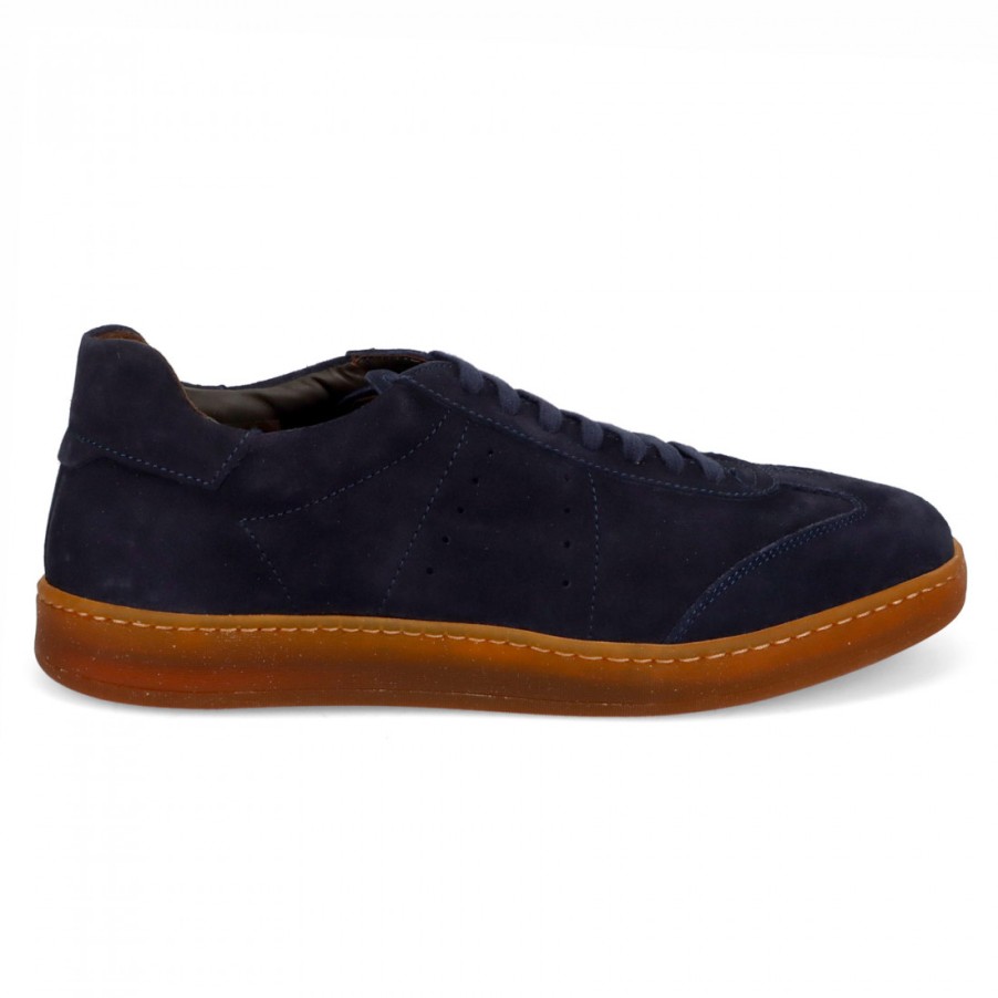 Manner SANGIORGIO Turnschuhe | Rossano Bisconti Herren-Freizeitschuhe Aus Blauem Wildleder