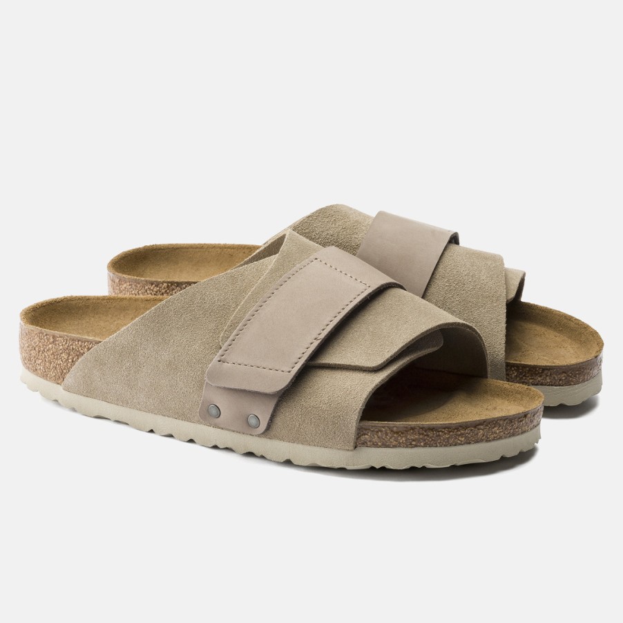 Frauen SANGIORGIO Sandalen | Birkenstock Kyoto Slipper Aus Beigem Wildleder