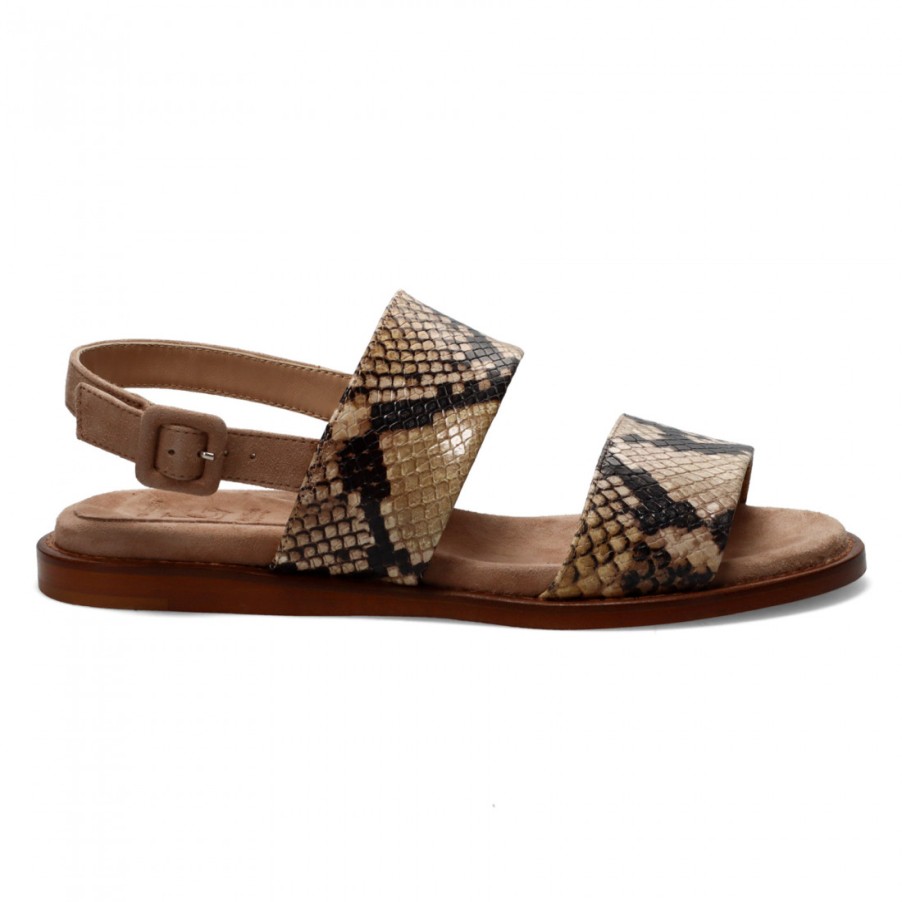 Frauen SANGIORGIO Sandalen | Flache Sandale Von Luca Grossi Aus Braunem Animalier-Leder