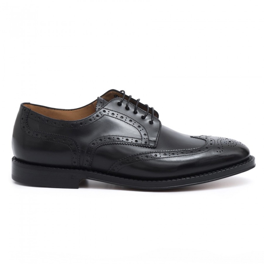 Manner SANGIORGIO Schnuren | Wingtip Derby Fabi Richard Schuhe Aus Schwarzem Leder