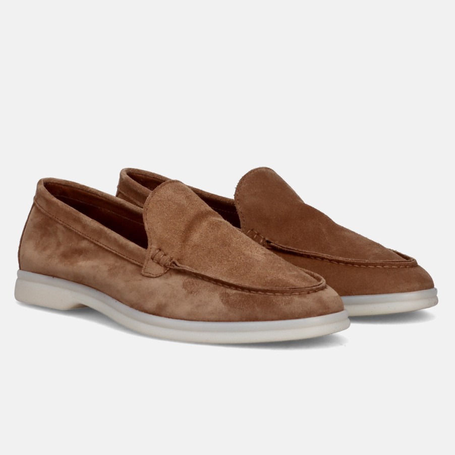 Manner SANGIORGIO Slipper | Ungefutterter Mokassin Fur Herren Von Bekk Aus Hellbraunem Wildleder