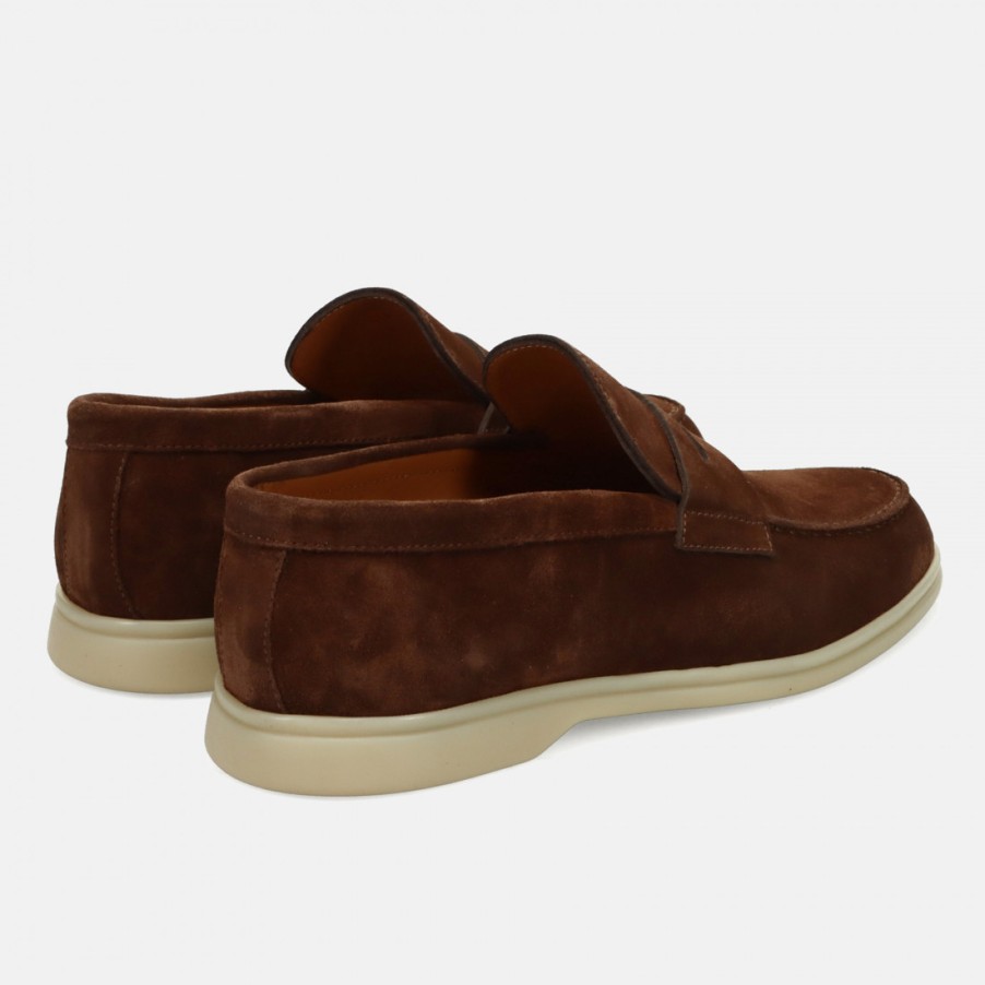 Manner SANGIORGIO Slipper | Rossano Bisconti Herren-Mokassin Aus Blauem Wildleder