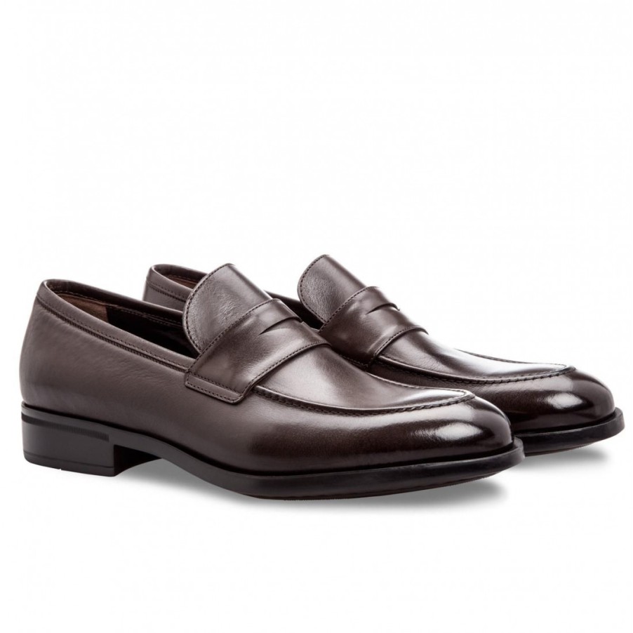 Manner SANGIORGIO Slipper | Braune Moreschi Sligo Loafer-Schuhe Aus Buffelleder