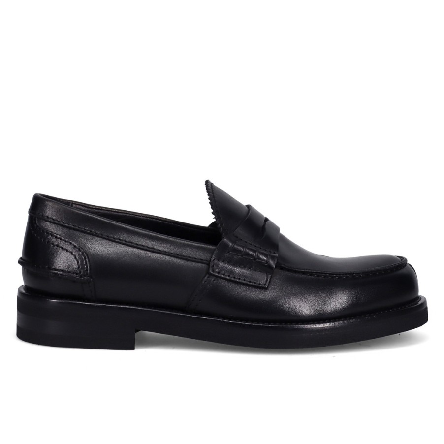 Manner SANGIORGIO Slipper | Jerold Wilton College-Loafer Aus Weichem Schwarzem Leder