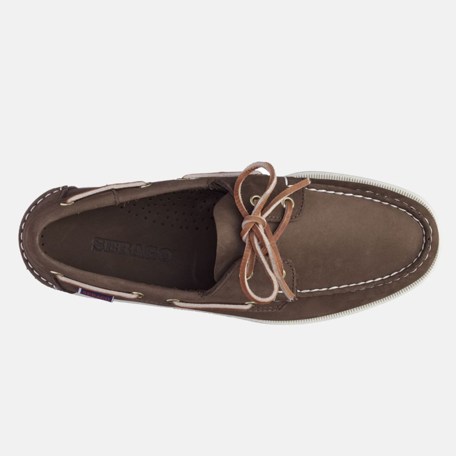 Manner SANGIORGIO Slipper | Sebago Docksides Portland Nubuck Brown Herren-Bootsschuh