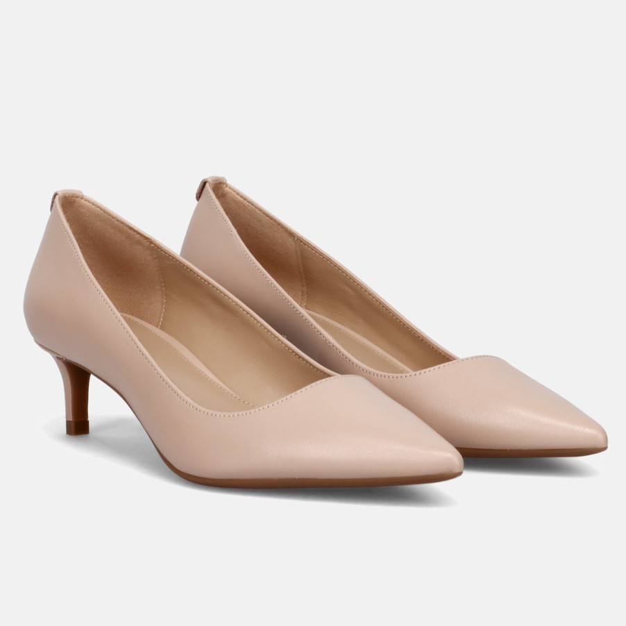 Frauen SANGIORGIO Pumps | Dekollete Michael Kors Alina Flex Light Blush Aus Leder Mit Niedrigem Absatz