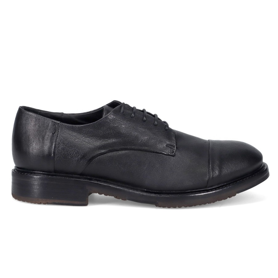 Manner SANGIORGIO Schnuren | Vicolo8 Herren-Derby-Schuh Aus Schwarzem Leder