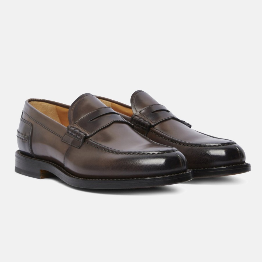 Manner SANGIORGIO Slipper | Fabi Bill Handgefertigter Herren-Loafer Aus Braunem Leder