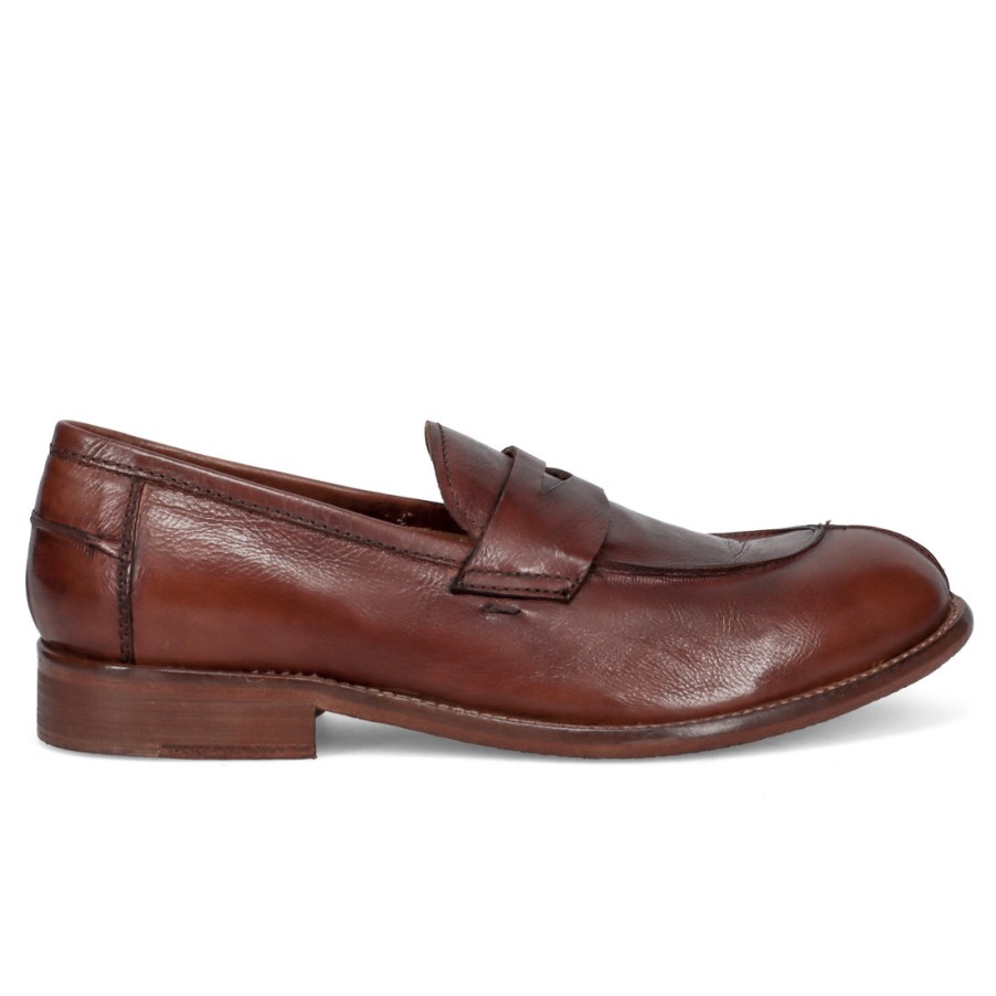 Manner SANGIORGIO Slipper | Jp/David Handgefertigter Herren-Mokassin Aus Hellbraunem Leder