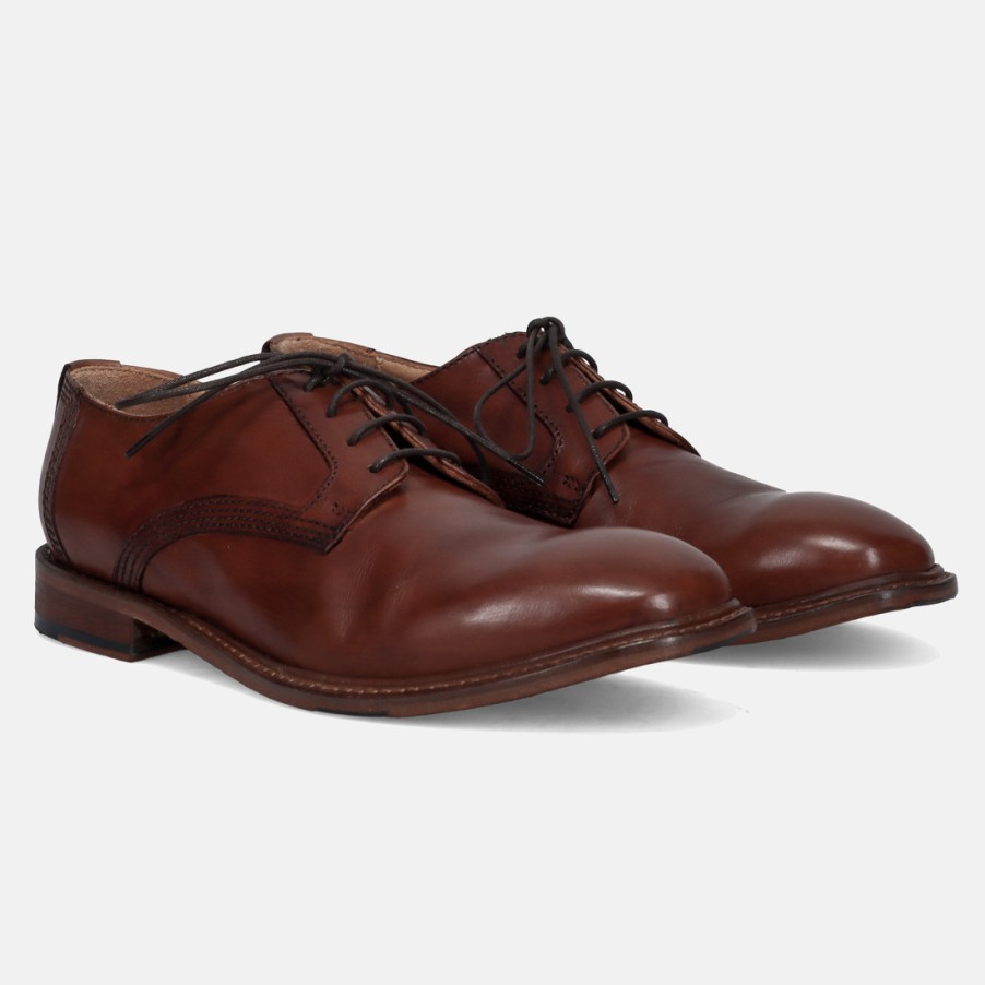 Manner SANGIORGIO Schnuren | Jp/David Handgefertigter Herren-Derby-Schuh Aus Hellbraunem Leder