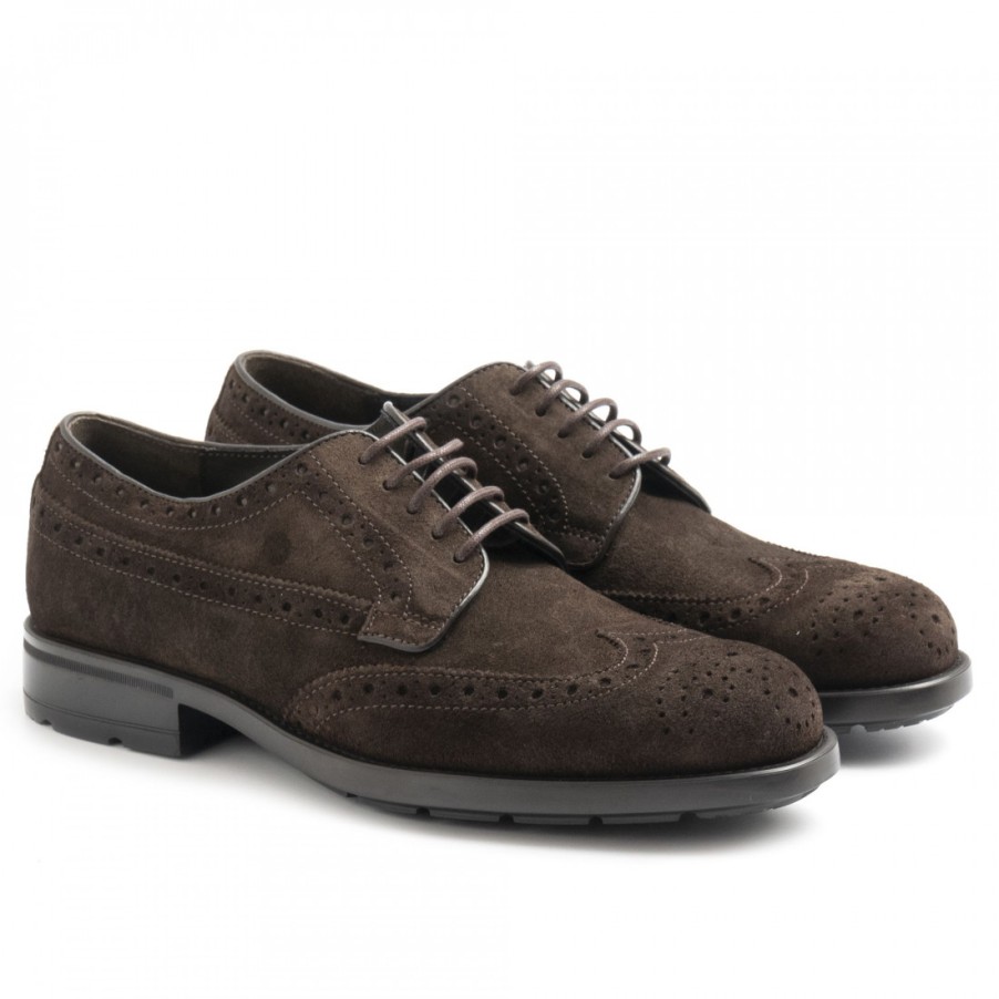 Manner SANGIORGIO Schnuren | Braune Marco Ferretti Derby-Schuhe Aus Wildleder Fur Herren