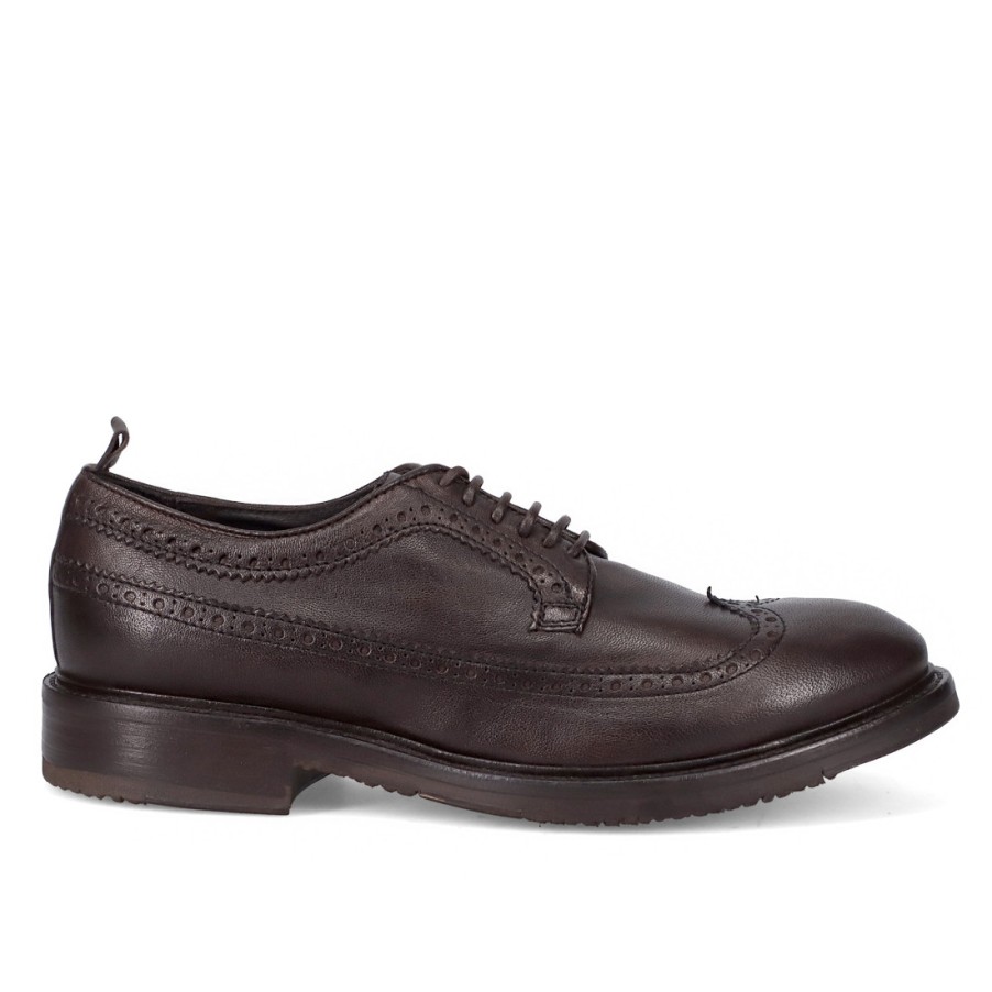 Manner SANGIORGIO Schnuren | Vicolo 8 Herren-Derby-Brogue-Schuh Aus Braunem Leder