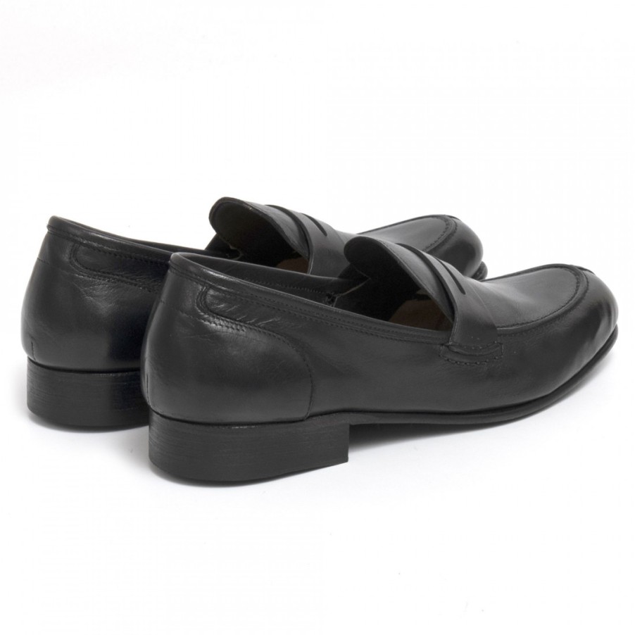 Manner SANGIORGIO Slipper | Calpierre-Mokassins Fur Herren Aus Sehr Weichem Schwarzem Leder