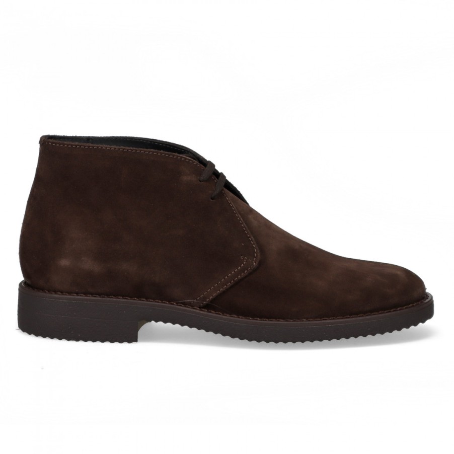 Manner SANGIORGIO Hallo Top | Antica Cuoieria Desert Boot Fur Herren Aus Dunkelbraunem Wildleder