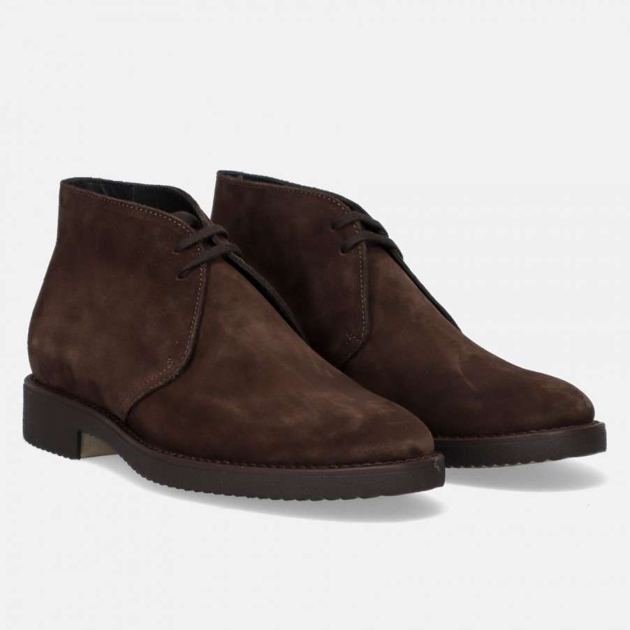 Manner SANGIORGIO Hallo Top | Antica Cuoieria Desert Boot Fur Herren Aus Dunkelbraunem Wildleder