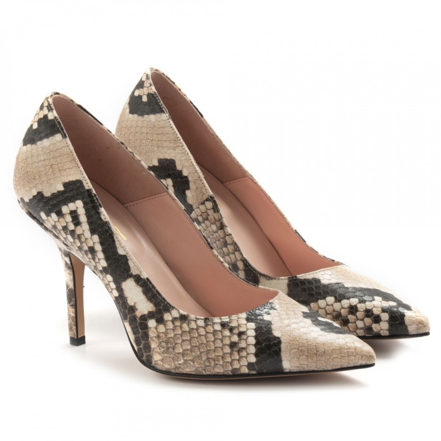 Frauen SANGIORGIO Pumps | Anna F-Pumps Aus Leder Mit Python-Print Und Absatz