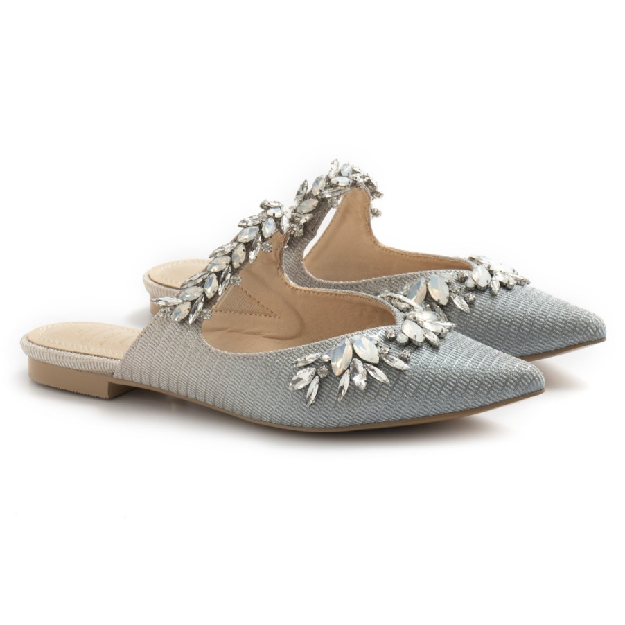 Frauen SANGIORGIO Sandalen | Twentyfourhaitch Chiara Silber Funkelnde Damen-Slipper